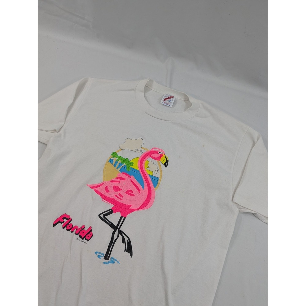 Vintage Florida T-Shirt Size L Single Stitch USA 1990s Flamingos